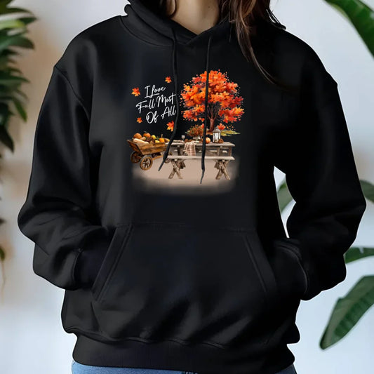 I Love Fall most of all jesień | Bluza damska z kapturem jesienna