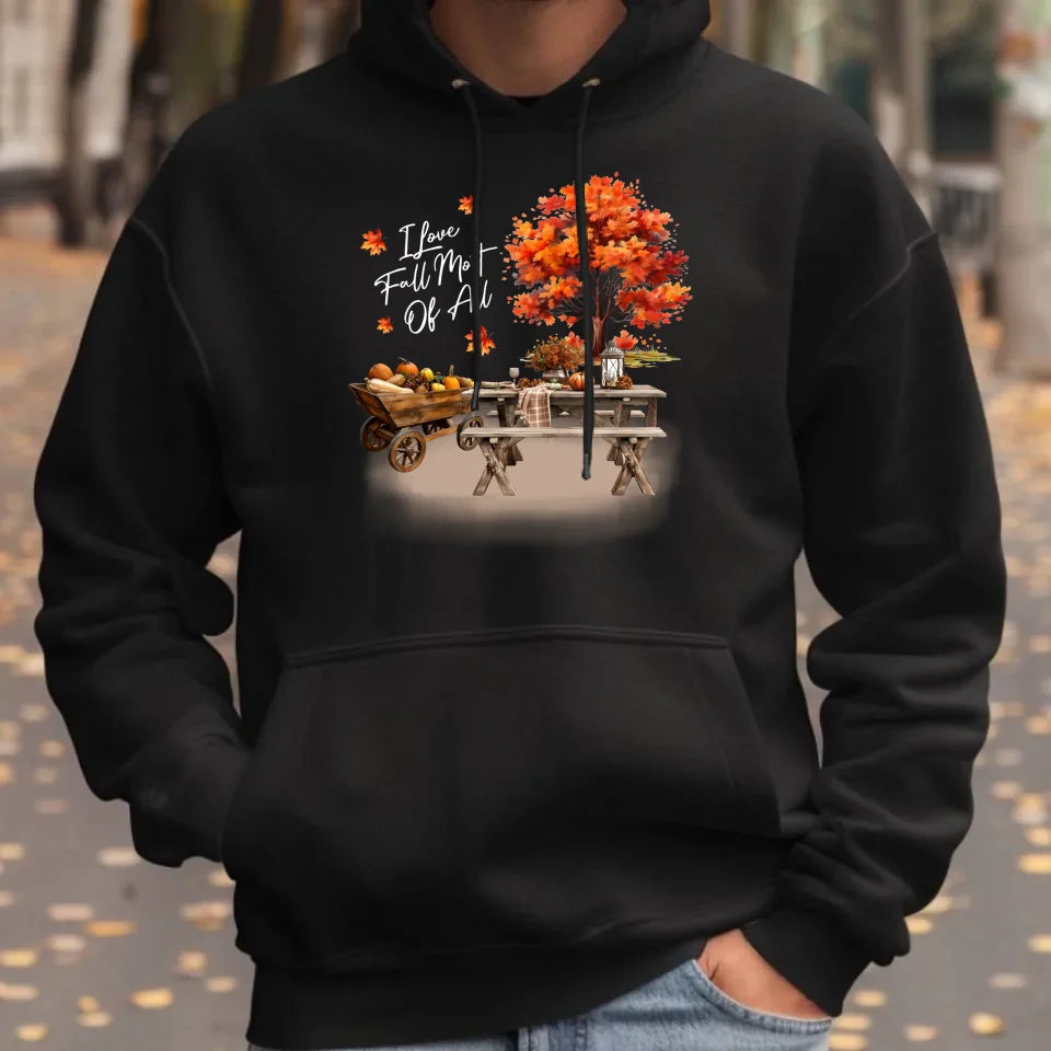 I Love Fall most of all jesień | Bluza męska z kapturem jesienna