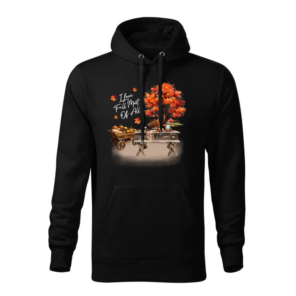 I Love Fall most of all jesień | Bluza męska z kapturem jesienna czarna