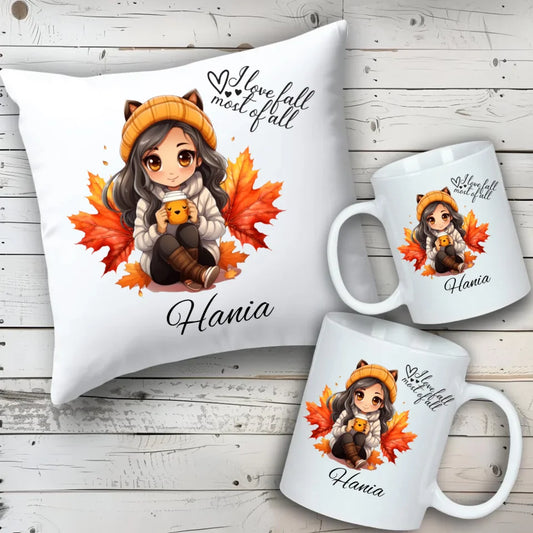 I love fall most of all jesieniara anime imię | Zestaw poduszka i kubek