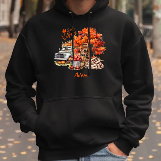 Fall Vibes imię | Bluza męska z kapturem jesienna