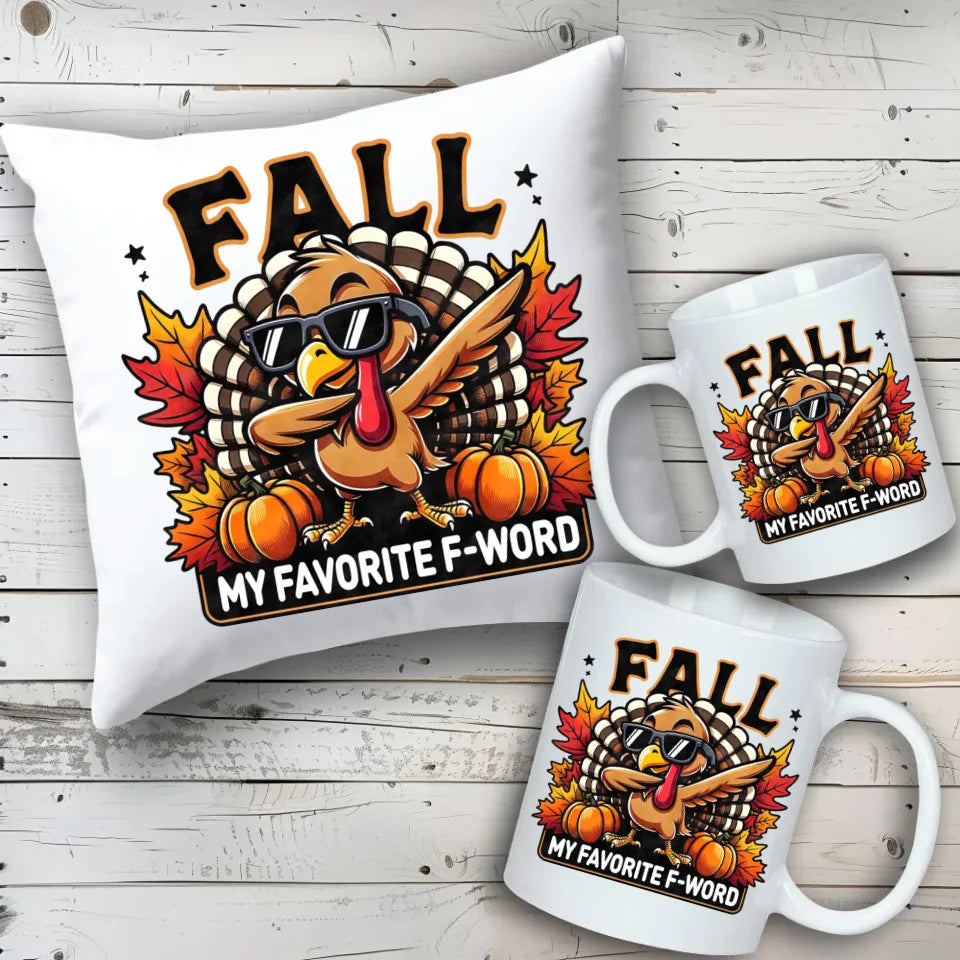 FALL my favorite F-word | Zestaw poduszka i kubek