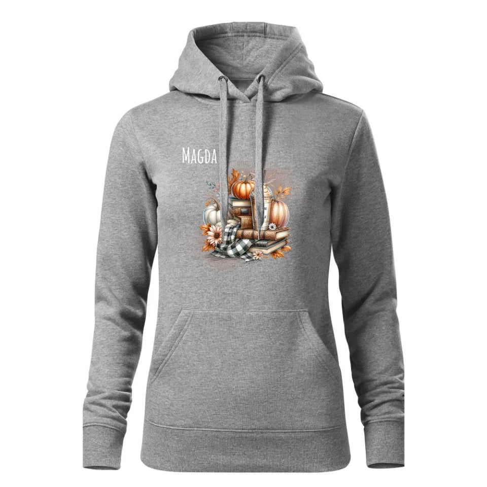 Just a girl who loves fall | Personalizowana bluza damska z kapturem dla jesieniary szara