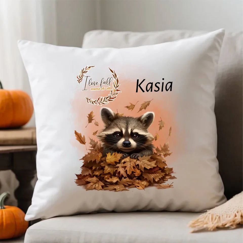 I love fall | Personalizowana poduszka jesienna z szopem