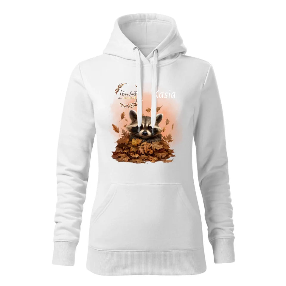 I love fall | Personalizowana bluza damska z kapturem jesienna szop biała