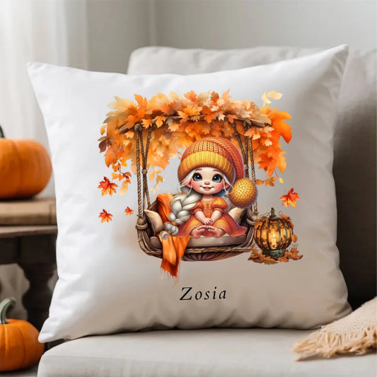 Cute autumn girl | Personalizowana poduszka jesienna dla dziewczynki