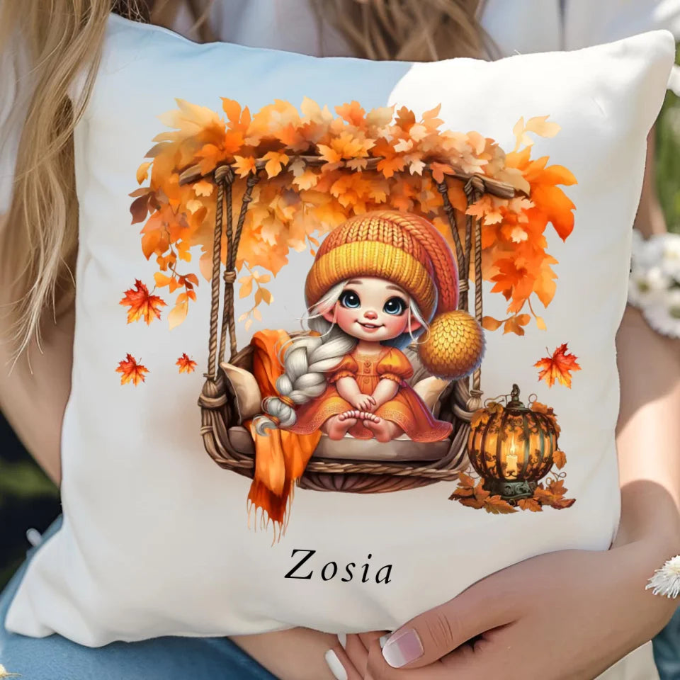 Cute autumn girl | Personalizowana poduszka jesienna dla dziewczynki