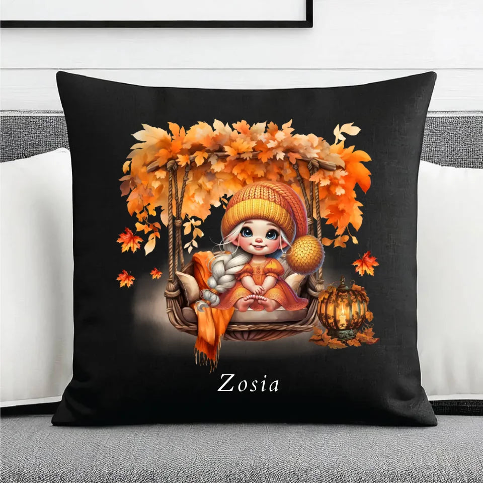 Cute autumn girl | Personalizowana poduszka dekoracyjna jesienna dla dziewczynki