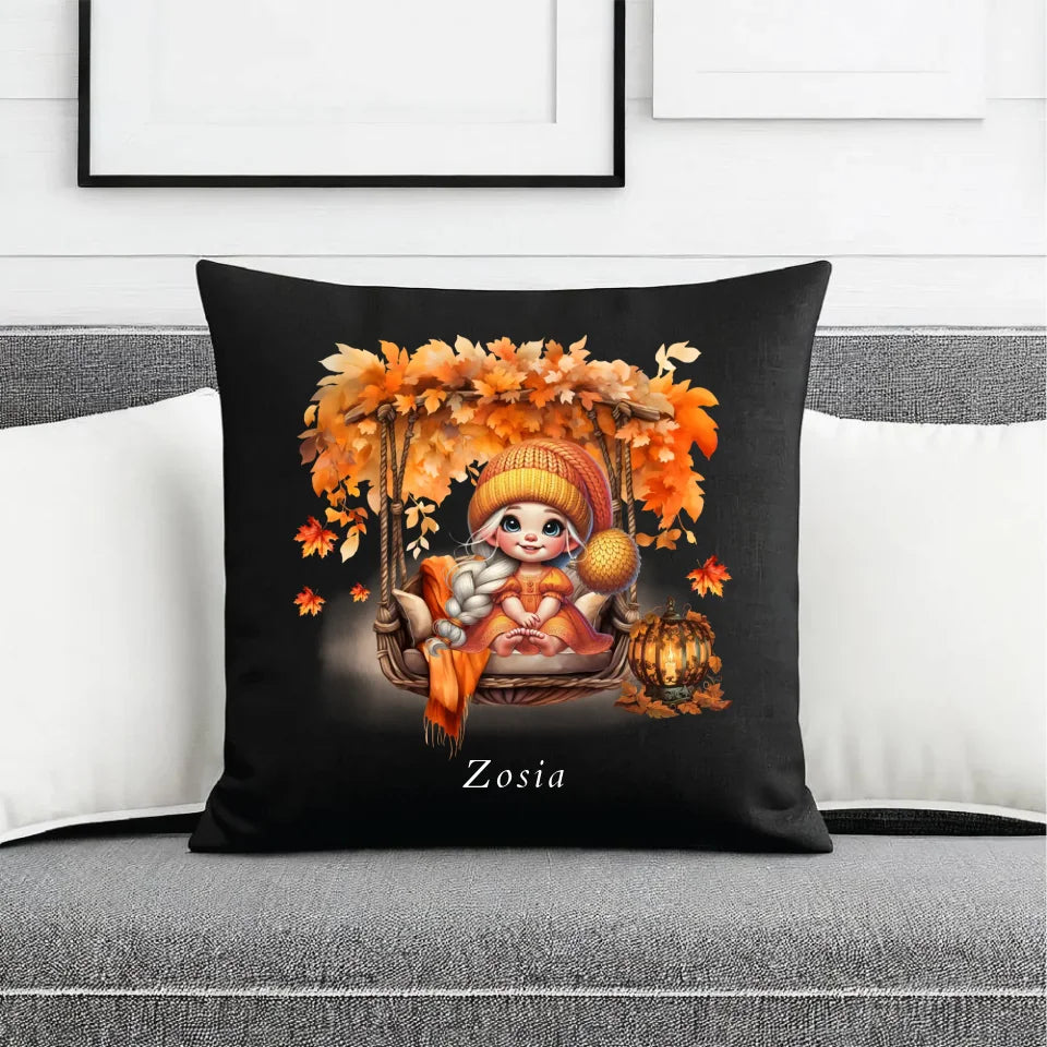 Cute autumn girl | Personalizowana poduszka dekoracyjna jesienna dla dziewczynki