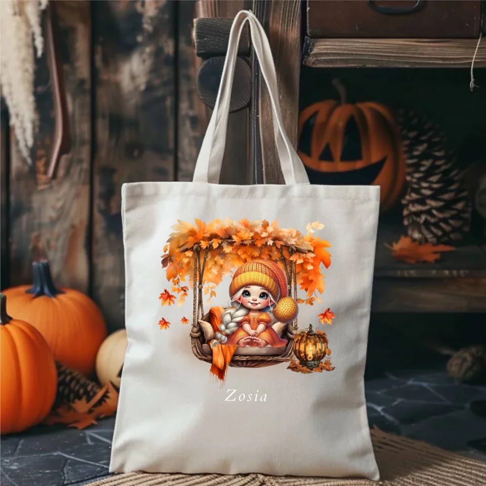 Cute autumn girl | Personalizowana torba tote bag jesienna dla dziewczynki