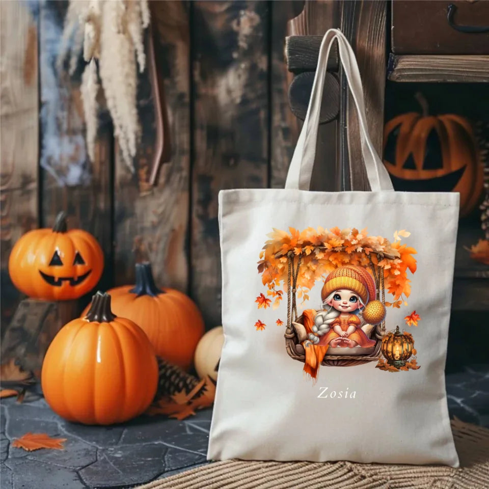 Cute autumn girl | Personalizowana torba tote bag jesienna dla dziewczynki