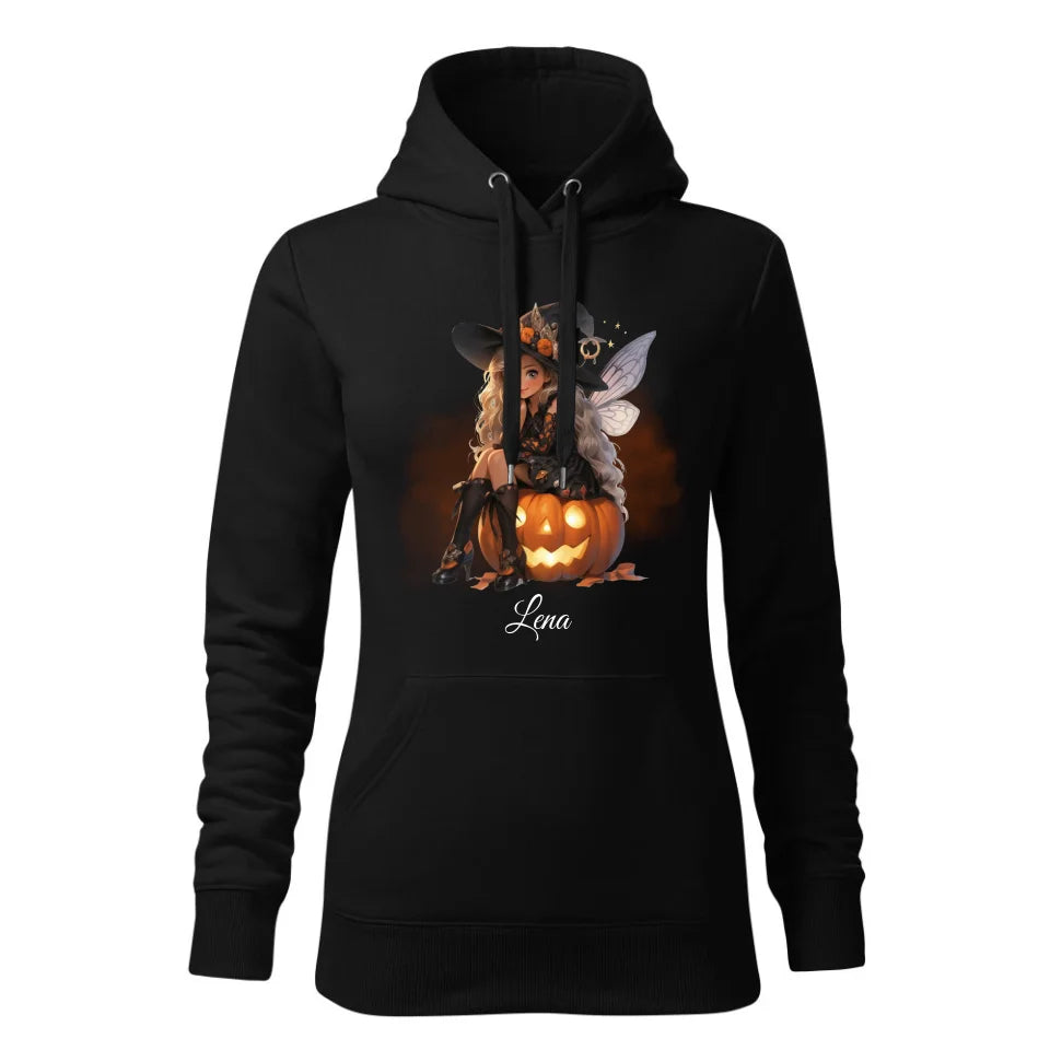 Wróżka | Personalizowana bluza damska z kapturem na Halloween czarna