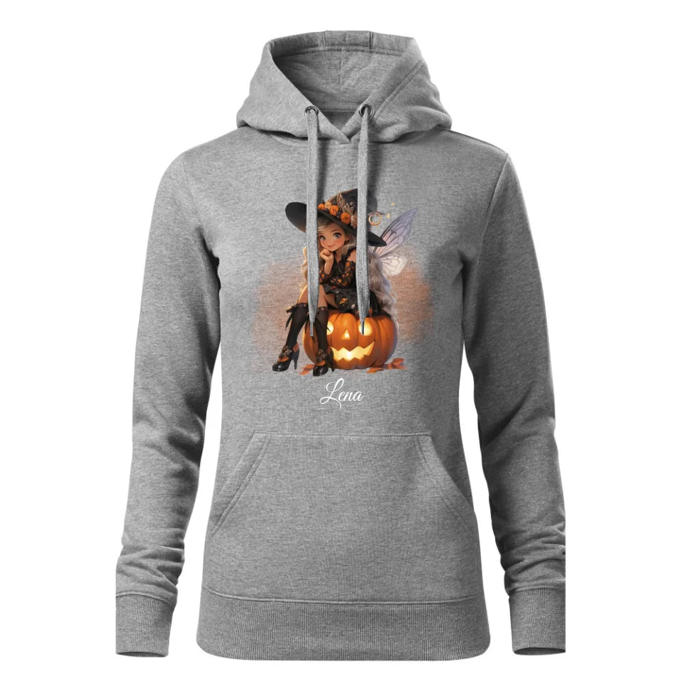 Wróżka | Personalizowana bluza damska z kapturem na Halloween szara