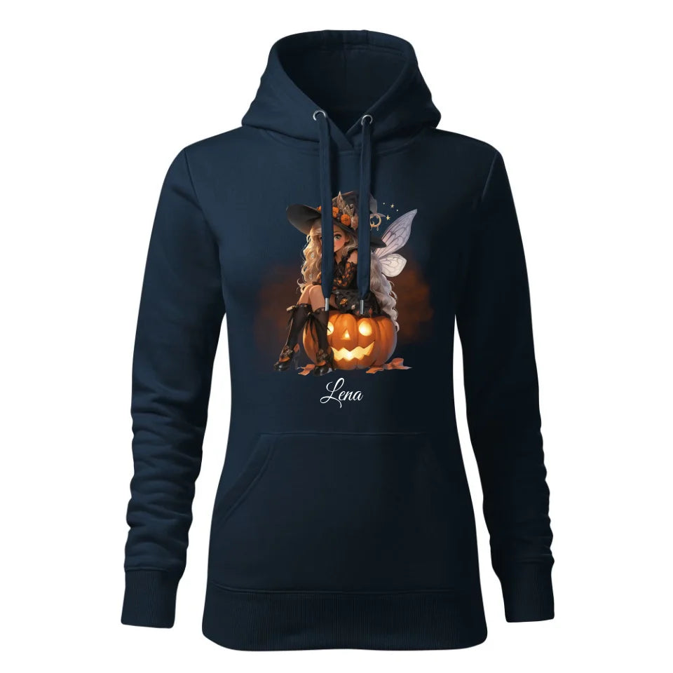 Wróżka | Personalizowana bluza damska z kapturem na Halloween granatowa