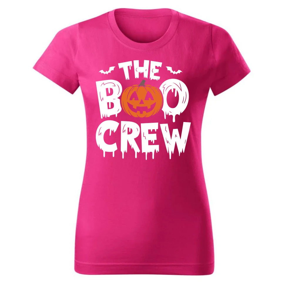 The Boo Crew | Koszulka damska na Halloween malinowa