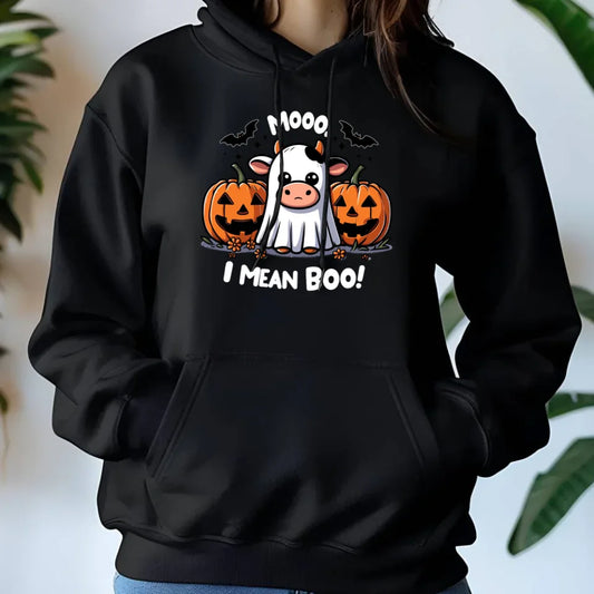 Mooo I mean Boo! | Bluza damska z kapturem Halloween