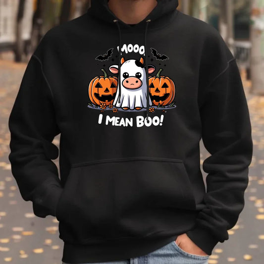 Mooo I mean Boo! | Bluza męska z kapturem Halloween