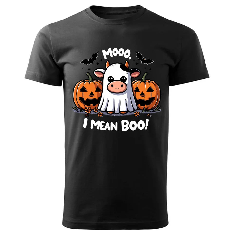 Mooo I mean Boo! | Koszulka męska na Halloween czarna