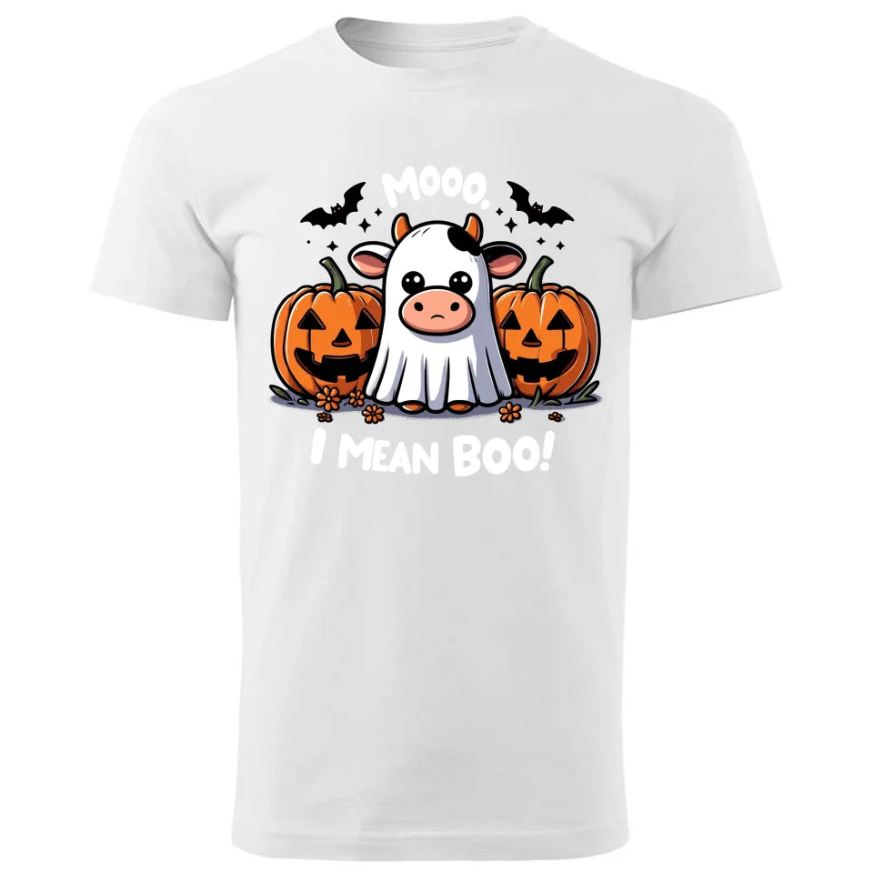 Mooo I mean Boo! | Koszulka męska na Halloween biała