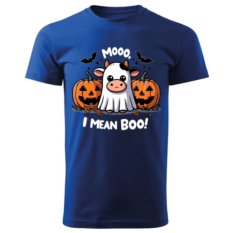 Mooo I mean Boo! | Koszulka męska na Halloween niebieska