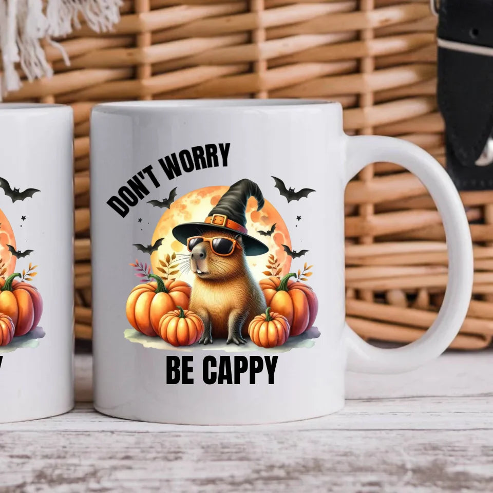 Don't worry be cappy Kapibara Halloween | Śmieszny kubek