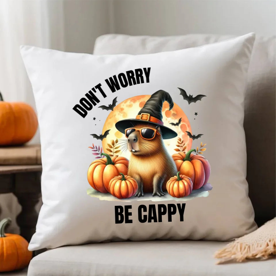 Don't worry be cappy Kapibara Halloween | Śmieszna poduszka