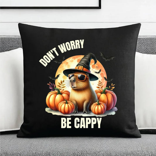 Don't worry be cappy Kapibara Halloween | Śmieszna poduszka dekoracyjna