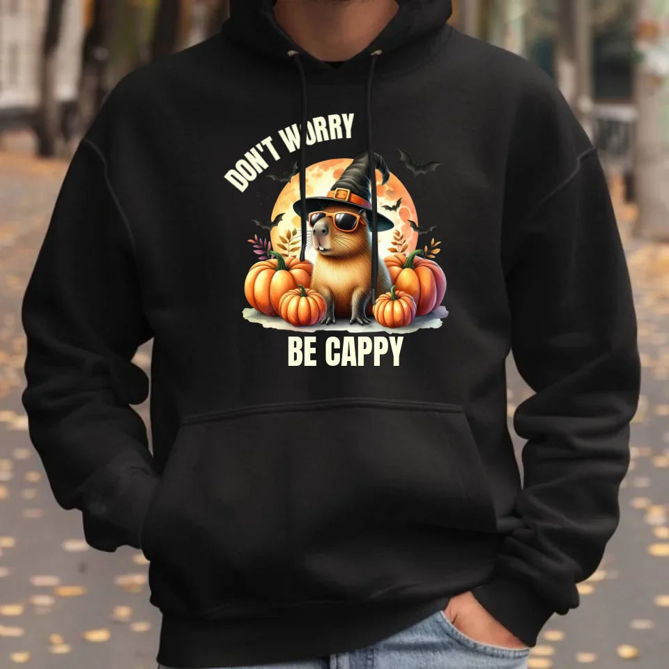 Don't worry be cappy Kapibara Halloween | Śmieszna bluza męska z kapturem