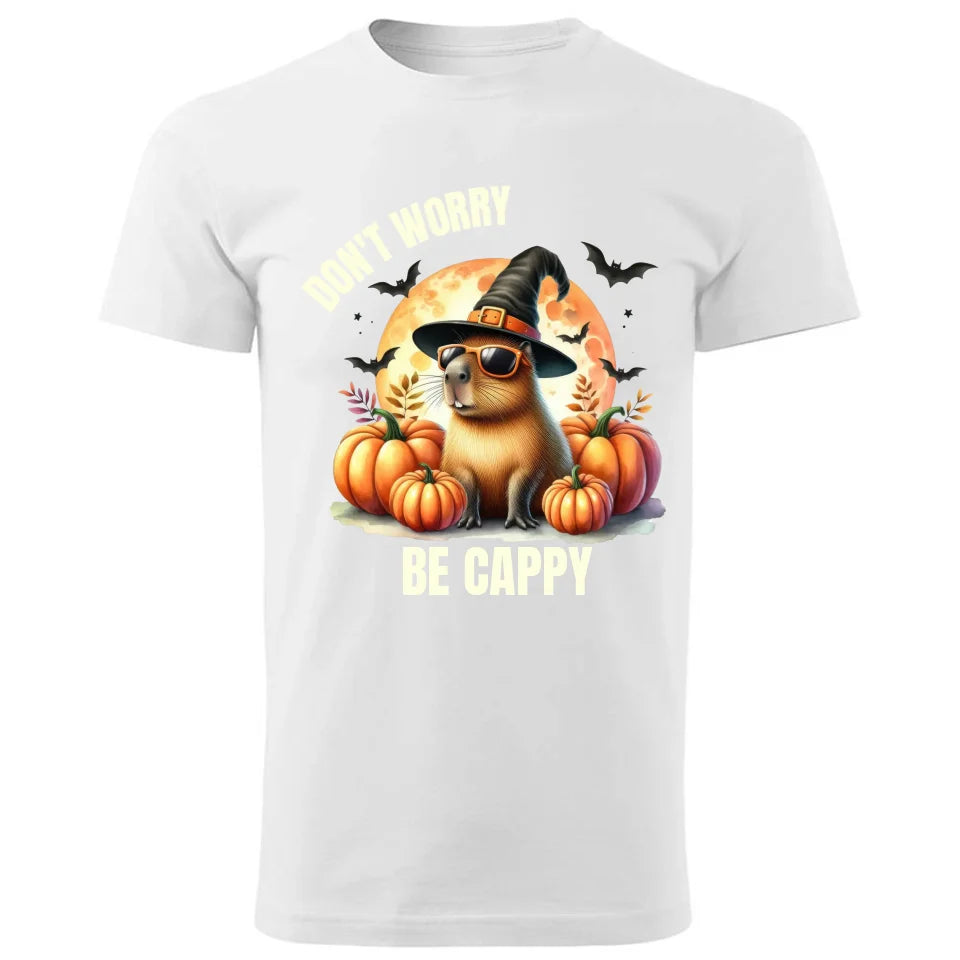 Don't worry be cappy Kapibara Halloween | Śmieszna koszulka męska biała