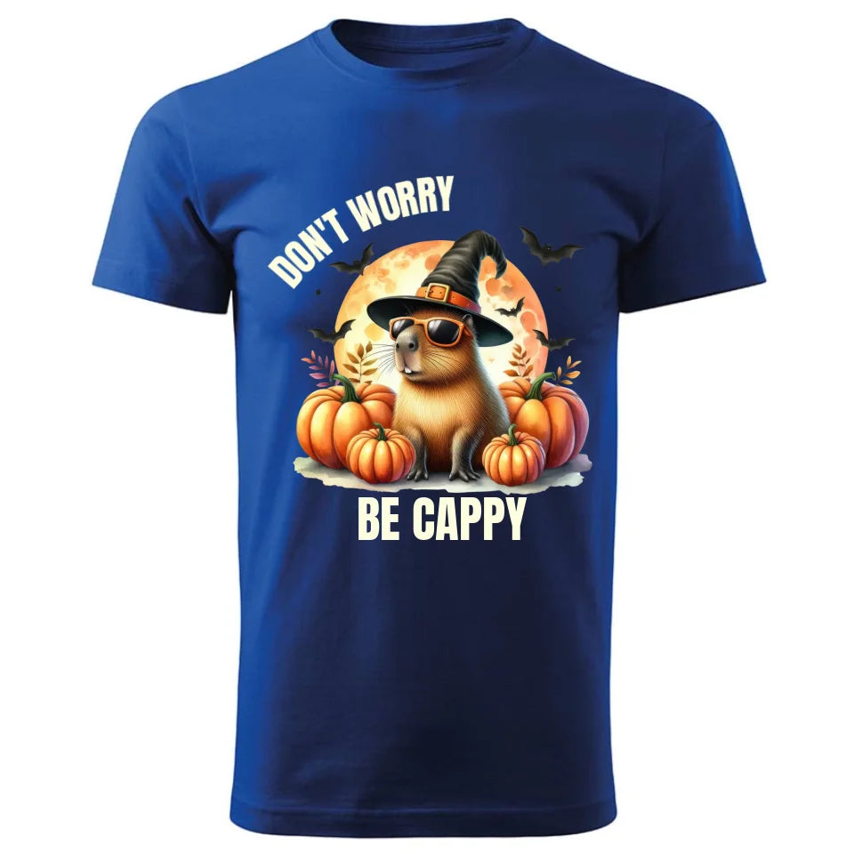 Don't worry be cappy Kapibara Halloween | Śmieszna koszulka męska niebieska