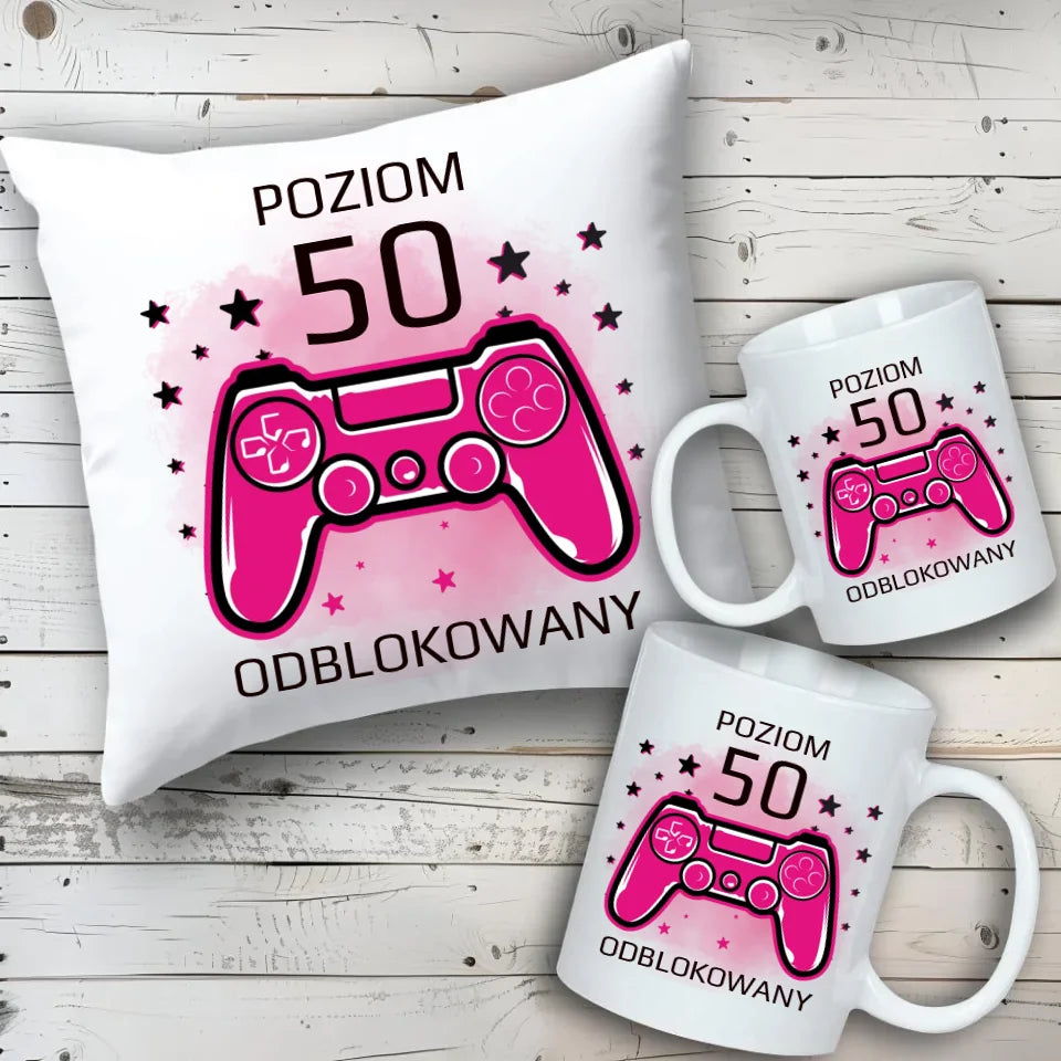 Poziom odblokowany | Personalizowana poduszka prezent na urodziny