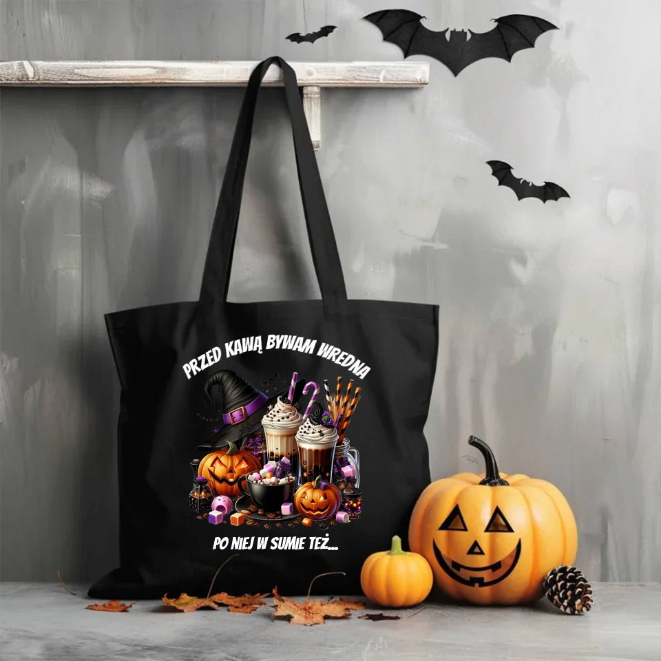 Przed kawą bywam wredna | Eco torba na Halloween