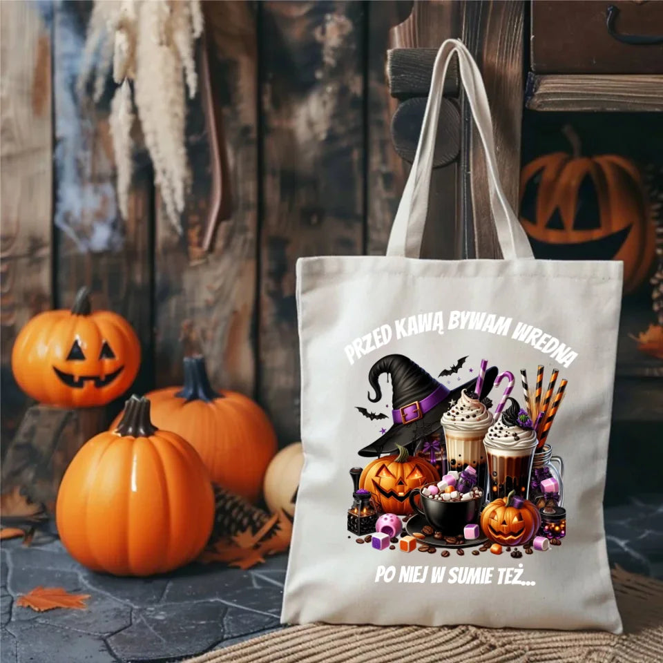 Przed kawą bywam wredna | Eco torba na Halloween