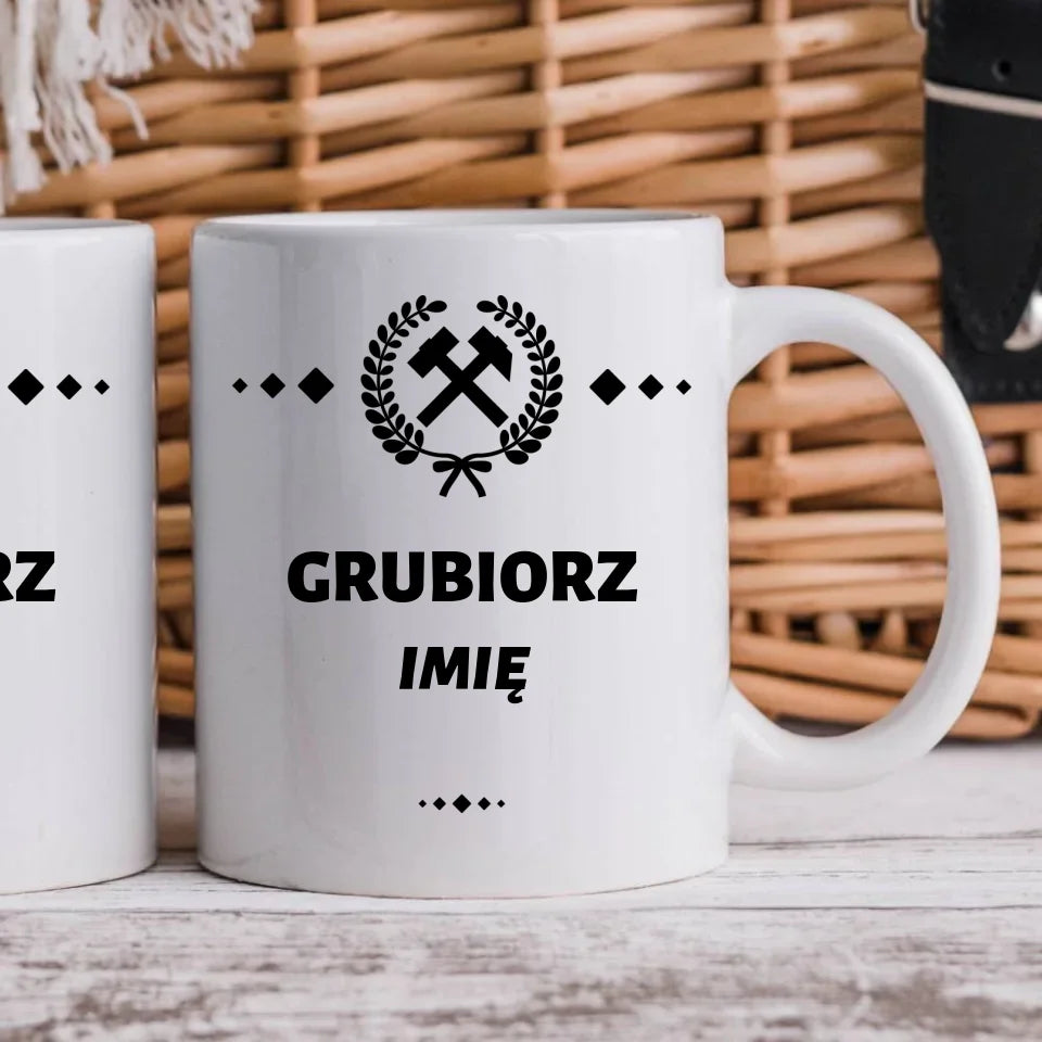 Grubiorz imię | Personalizowany kubek dla górnika na prezent