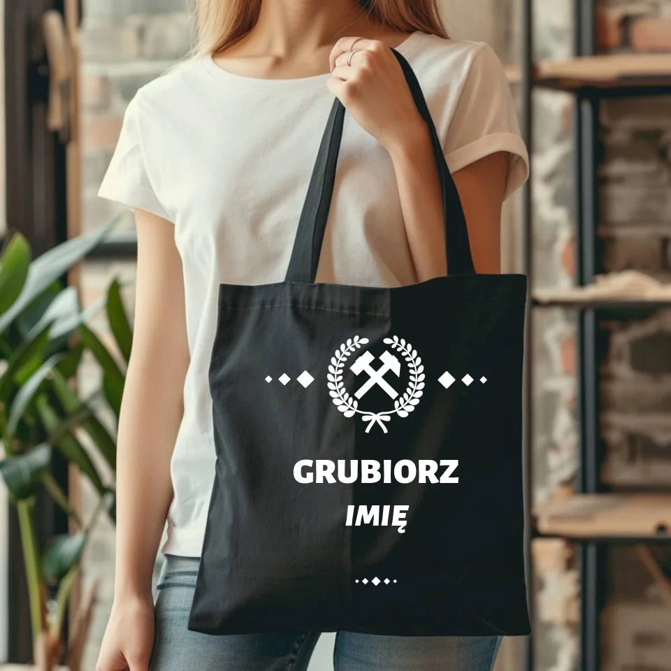 Grubiorz imię | Personalizowana eco torba prezent dla górnika czarna