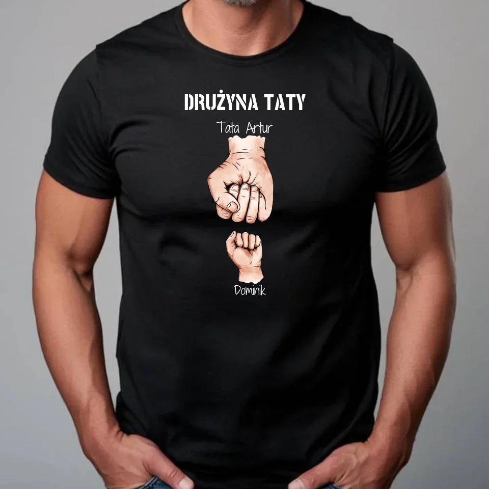 Drużyna Taty | Personalizowana koszulka dla taty z imionami dzieci 1-6