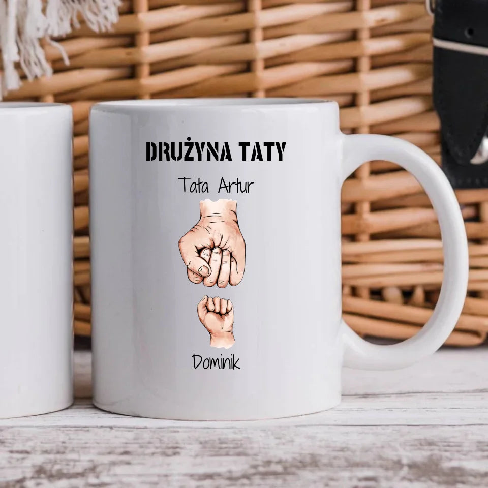 Personalizowany kubek dla taty na prezent imiona dzieci - Drużyna Taty