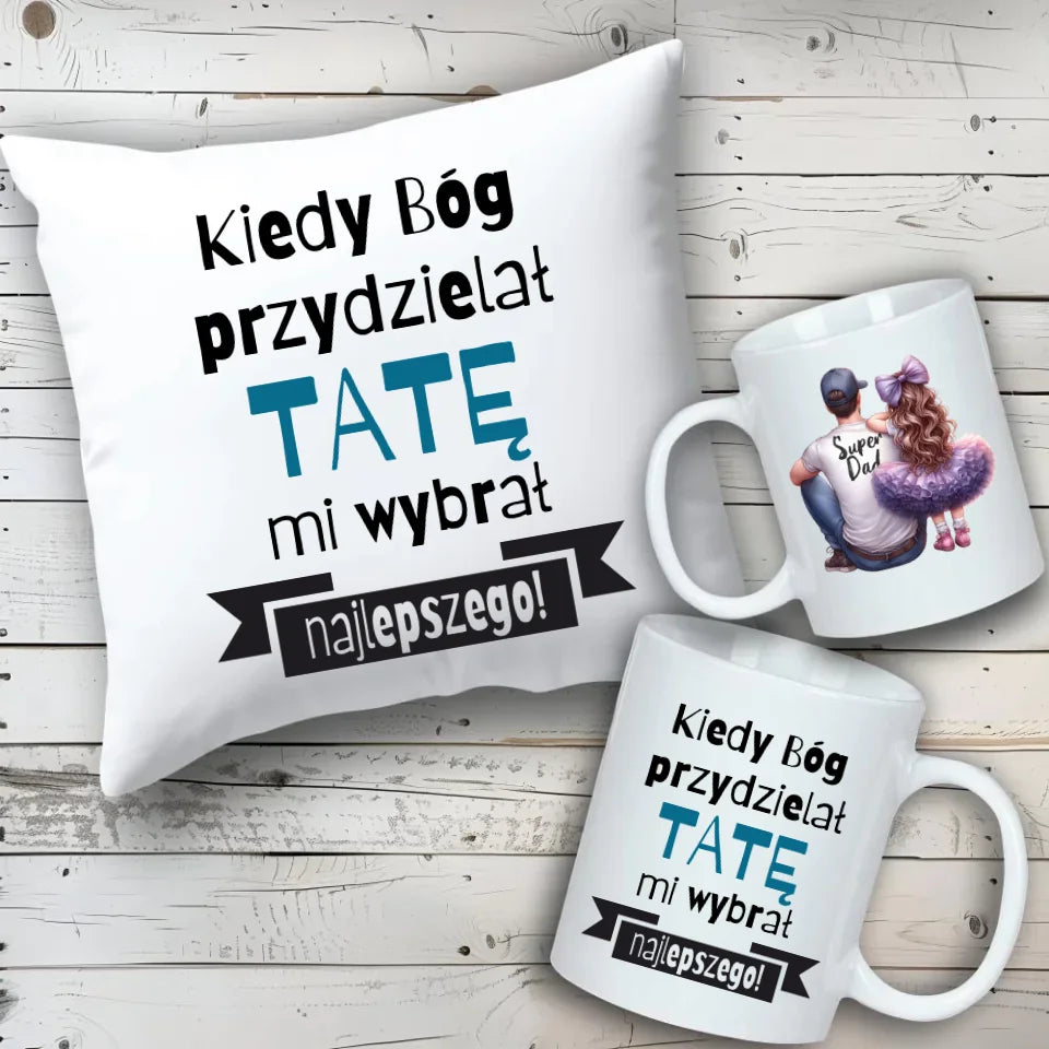 Prezent dla taty, Święta, Dzień Ojca, urodziny - zestaw poduszka + kubek