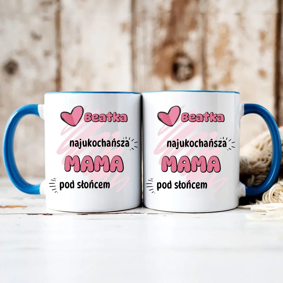 Personalizowany niebieski kubek dla mamy prezent na Dzień Mamy Święta Urodziny