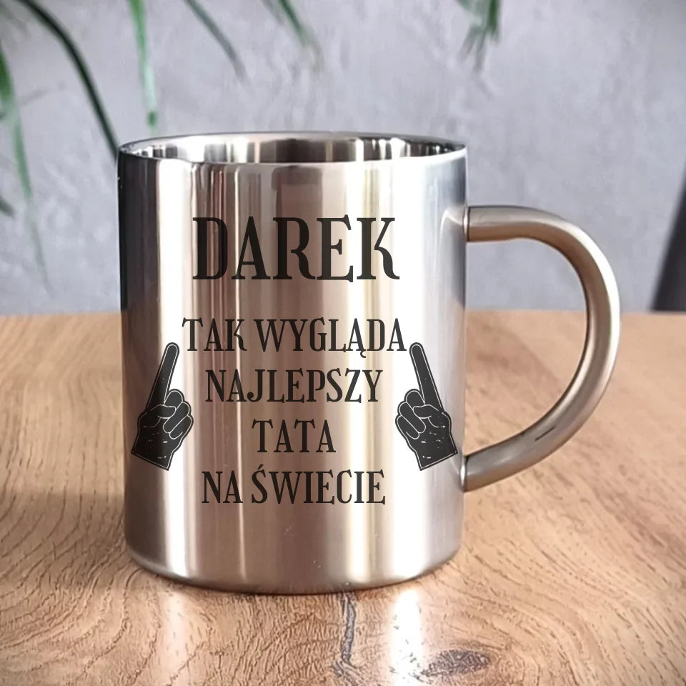 Metalowy kubek dla taty, prezent na Dzień Ojca, prezent dla taty