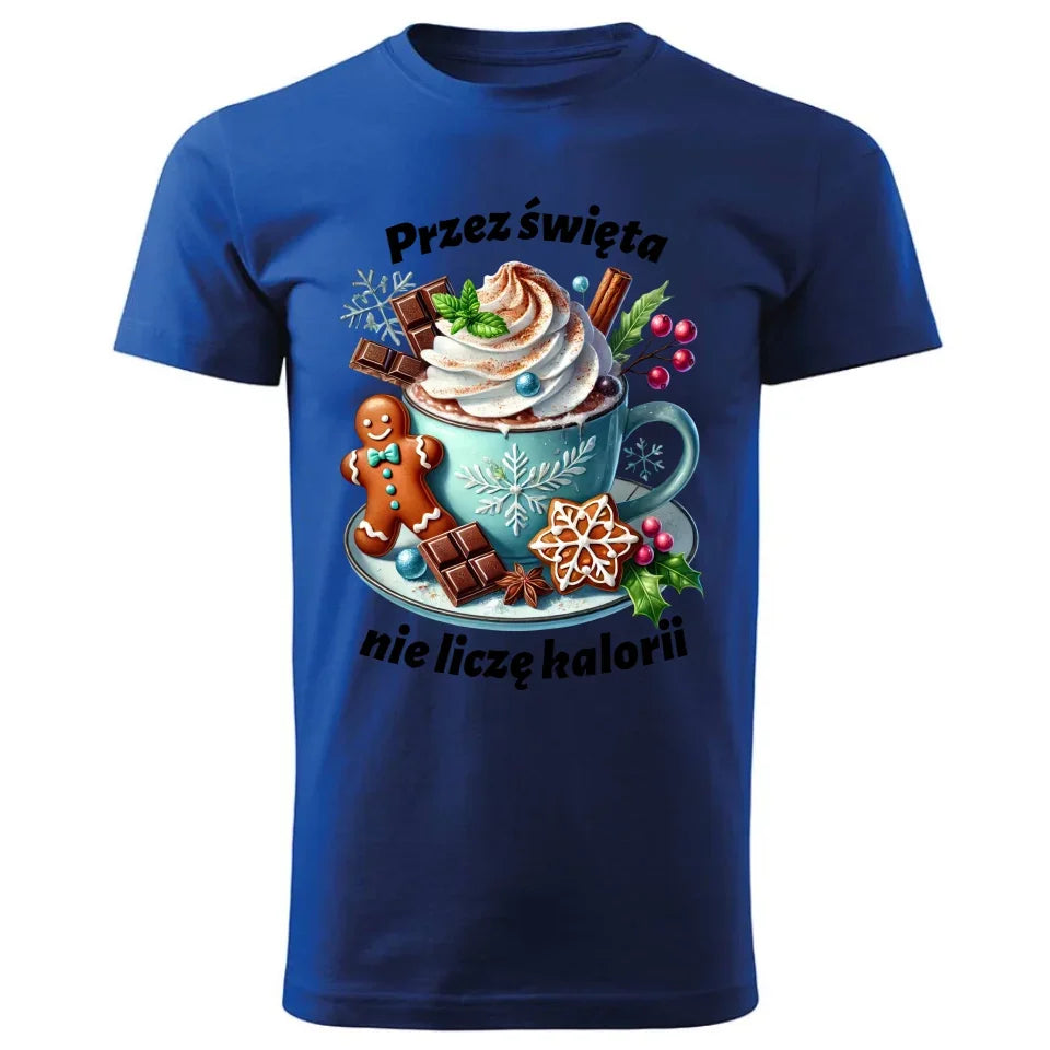 Przez święta nie liczę kalorii | Świąteczna koszulka męska BN31 - StoryCups.pl