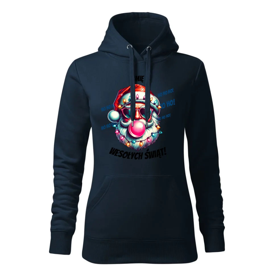 Świąteczna bluza damska z kapturem granatowa na prezent personalizacja hoodie