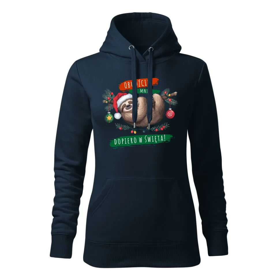 Świąteczna bluza damska z kapturem granatowa na prezent personalizacja hoodie