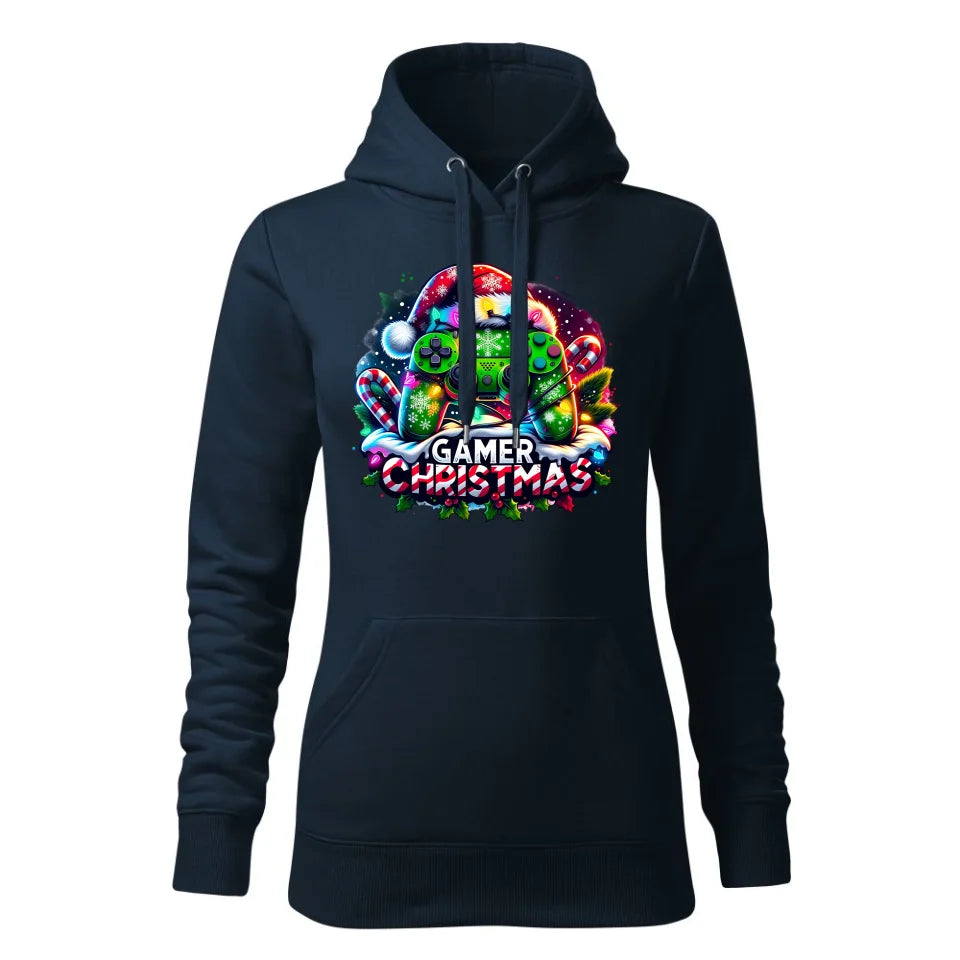 Świąteczna bluza damska z kapturem granatowa na prezent personalizacja hoodie