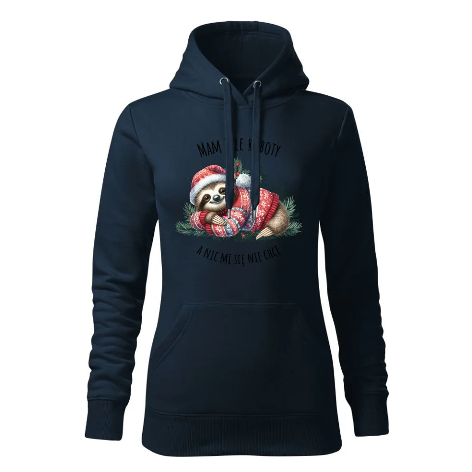 Świąteczna bluza damska z kapturem granatowa na prezent personalizacja hoodie