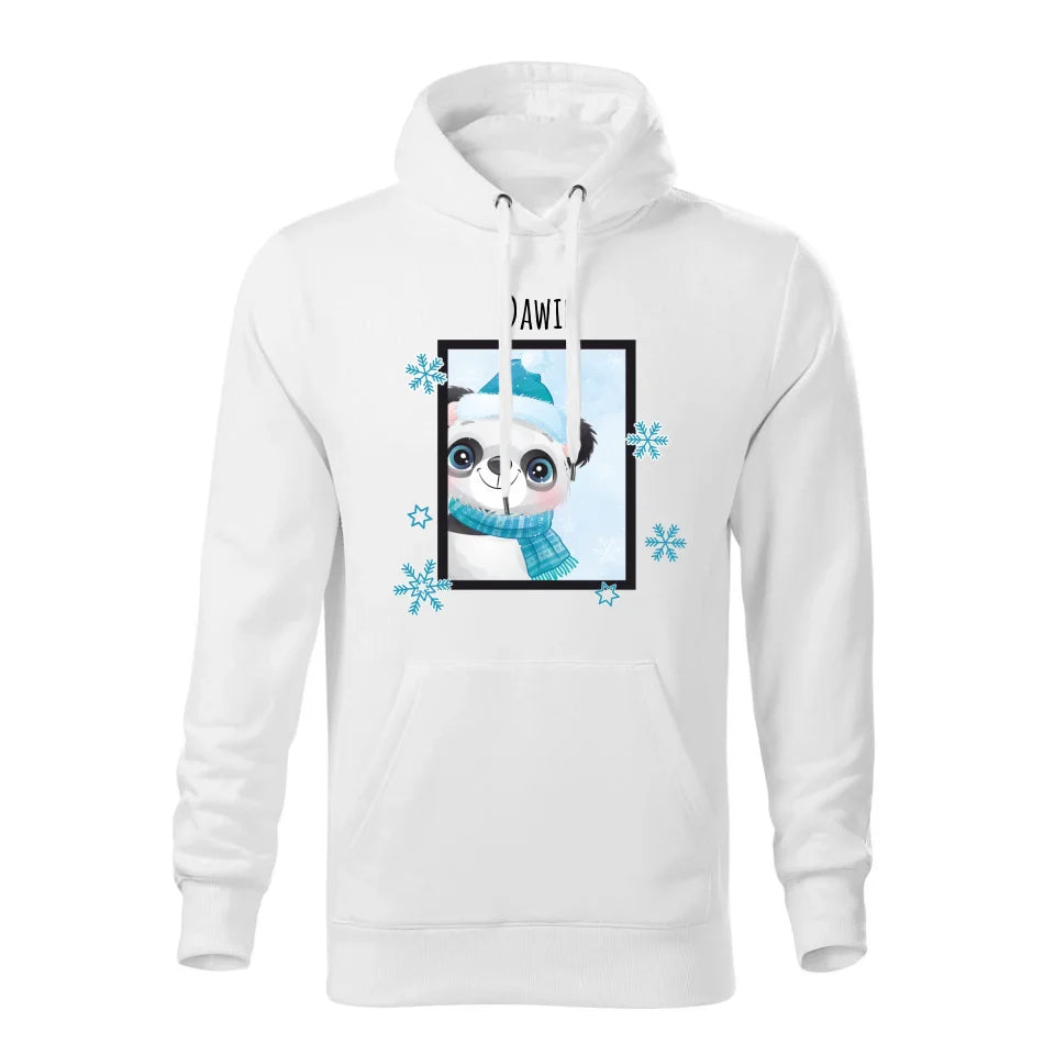 Świąteczna bluza męska z kapturem biała na prezent personalizacja hoodie Święta Boże Narodzenie Mikołajki