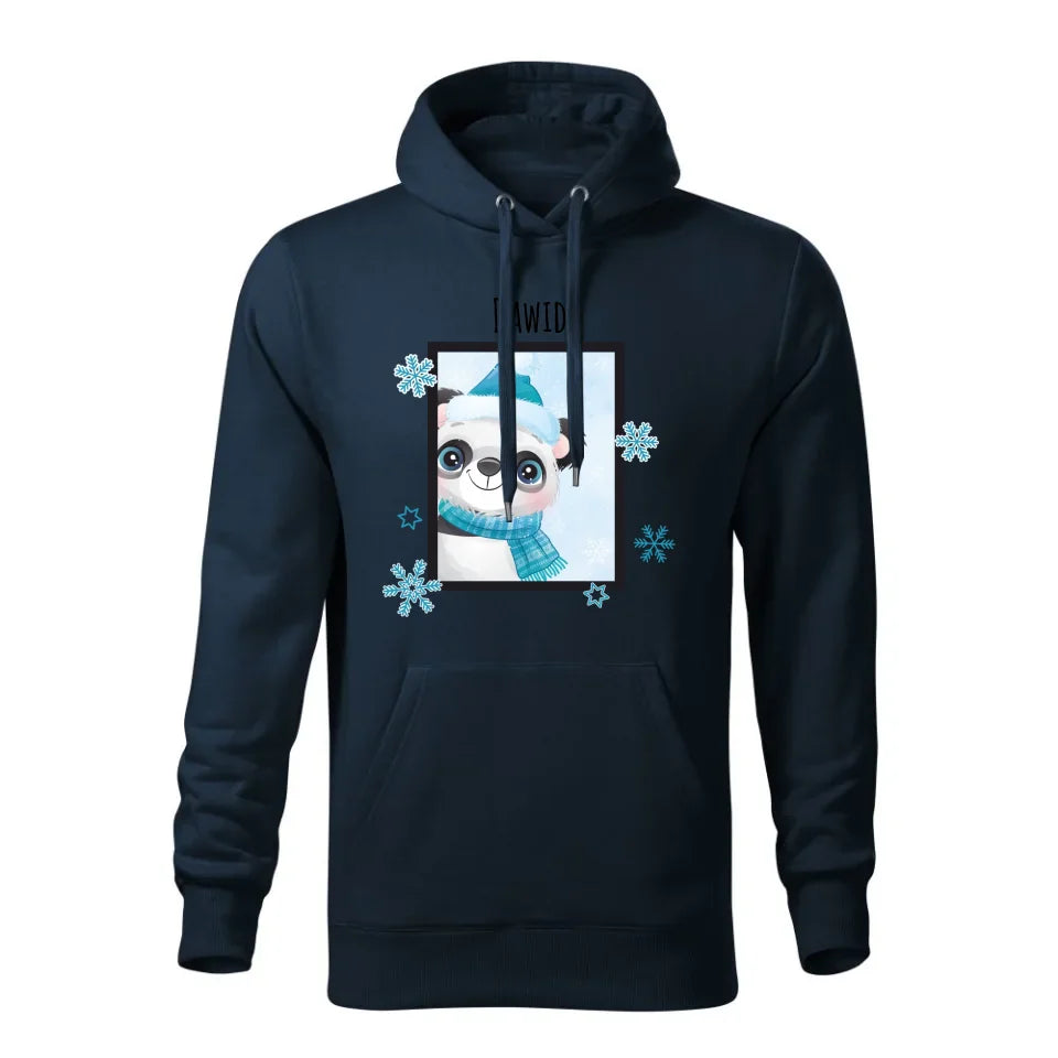 Świąteczna bluza męska z kapturem granatowa na prezent personalizacja hoodie Święta Boże Narodzenie Mikołajki