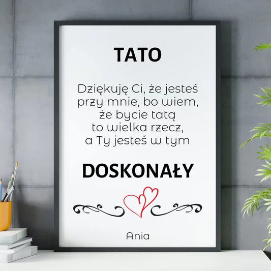 Prezent dla taty - obraz w ramie z personalizowanym nadrukiem - Dzień Ojca, Święta, urodziny