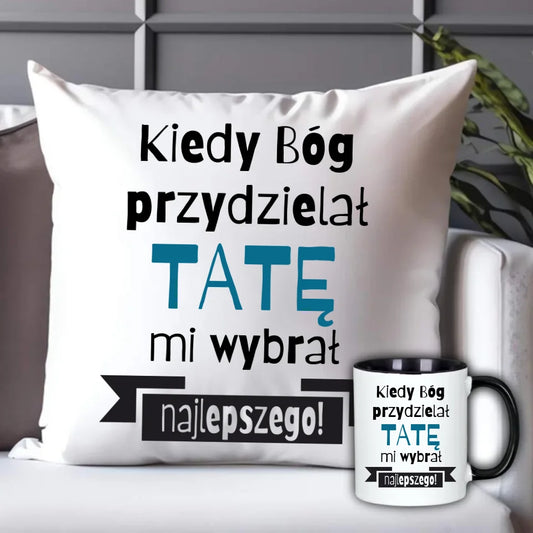 Prezent dla taty - zestaw poduszka + kubek - Dzień Ojca, Święta, Urodziny