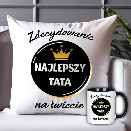 Prezent dla taty - zestaw poduszka + kubek - Dzień Ojca, Święta, Urodziny